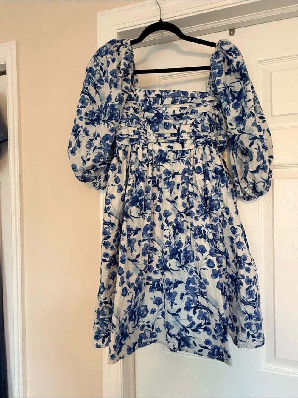 Abercrombie &Fitch Blue Floral Puff-Sleeve Women’s Dress - Picture 2 of 6